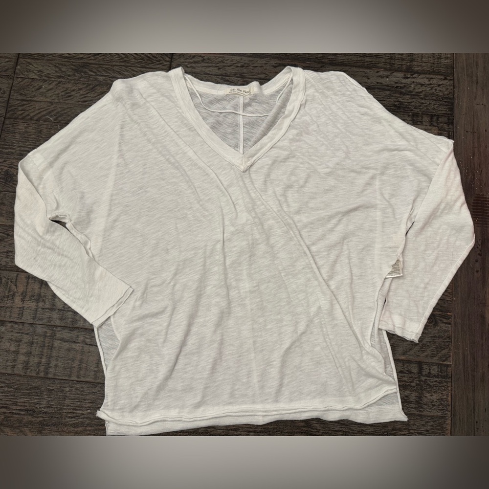 We The Free White V-Neck Long Sleeve Tee